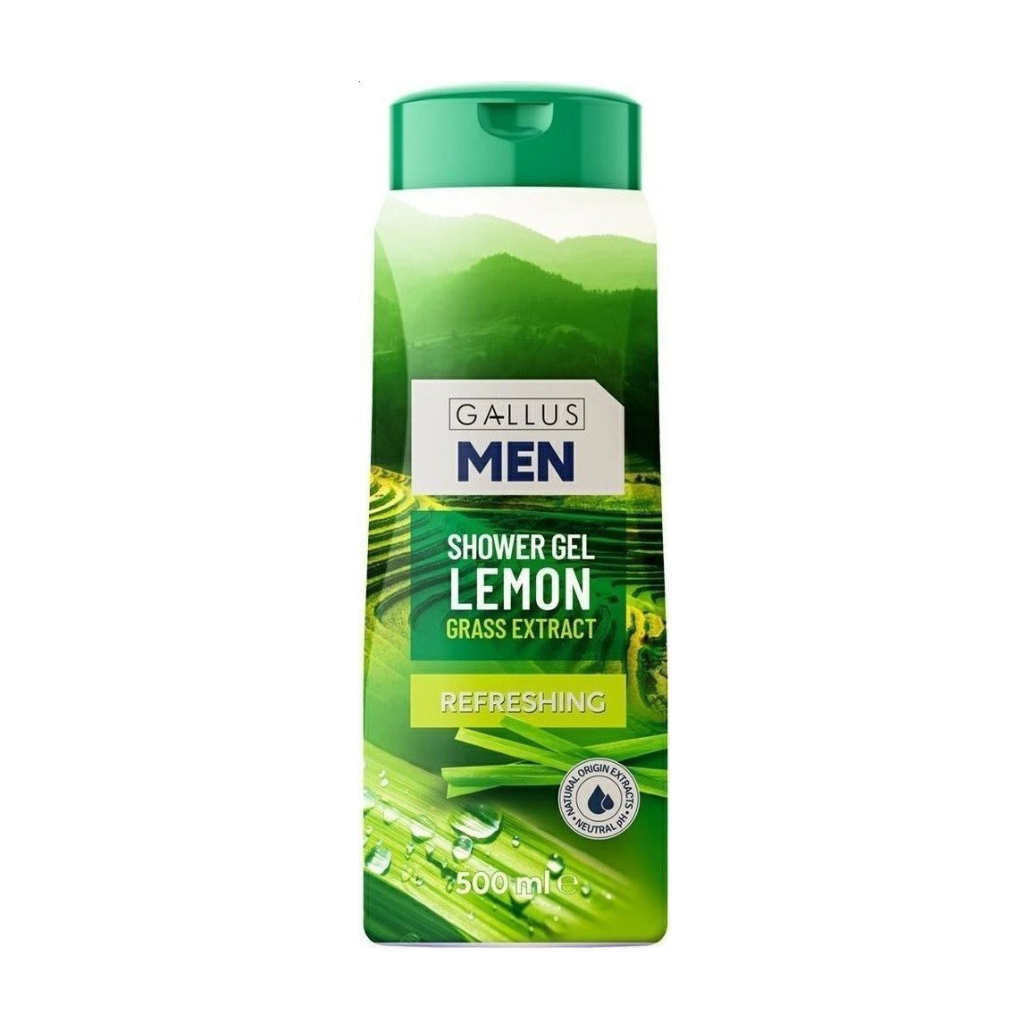Чоловічий освіжальний гель для душу Gallus Men Shower Gel Lemon Grass Extract, 500 мл